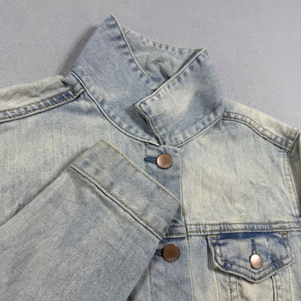 Gap 1969 Denim Jacket Light Wash Trucker XS Cotton Blend Long Sleeve